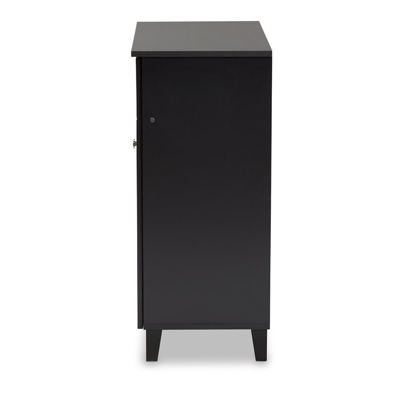 Bowery Hill Wood 4-Shelf and Drawer Shoe Cabinet in Dark Gray