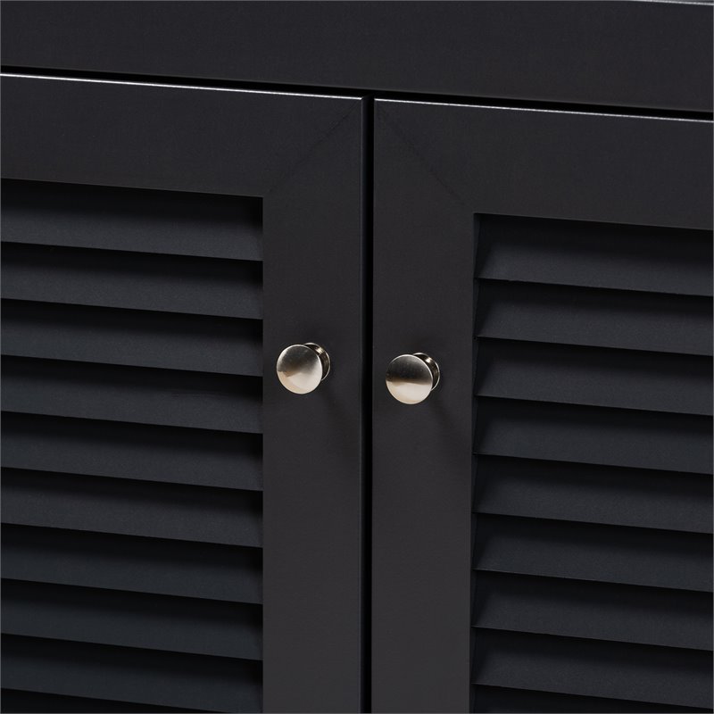 Bowery Hill Wood 4-Shelf and Drawer Shoe Cabinet in Dark Gray