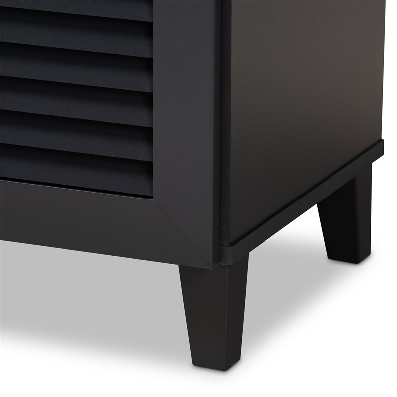 Bowery Hill Wood 4-Shelf and Drawer Shoe Cabinet in Dark Gray