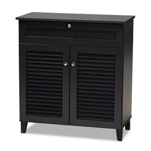 bowery hill wood 4-shelf and drawer shoe cabinet