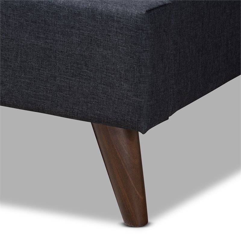 Bowery Hill Queen Dark Grey Platform Bed with Two Nightstands