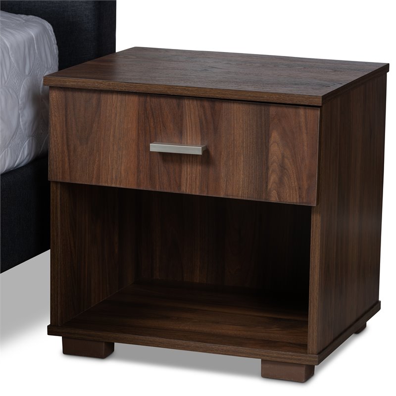 Bowery Hill Queen Dark Grey Platform Bed with Two Nightstands