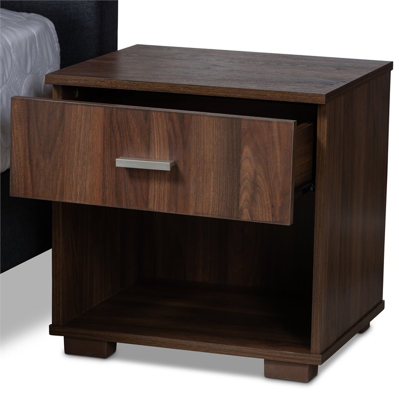 Bowery Hill Queen Dark Grey Platform Bed with Two Nightstands