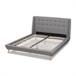 Bowery Hill King Size Grey Upholstered  Wingback Platform Bed