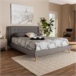 Bowery Hill King Size Grey Upholstered  Wingback Platform Bed