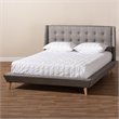Bowery Hill King Size Grey Upholstered  Wingback Platform Bed