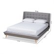 Bowery Hill King Size Grey Upholstered  Wingback Platform Bed