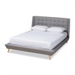 Bowery Hill King Size Grey Upholstered  Wingback Platform Bed