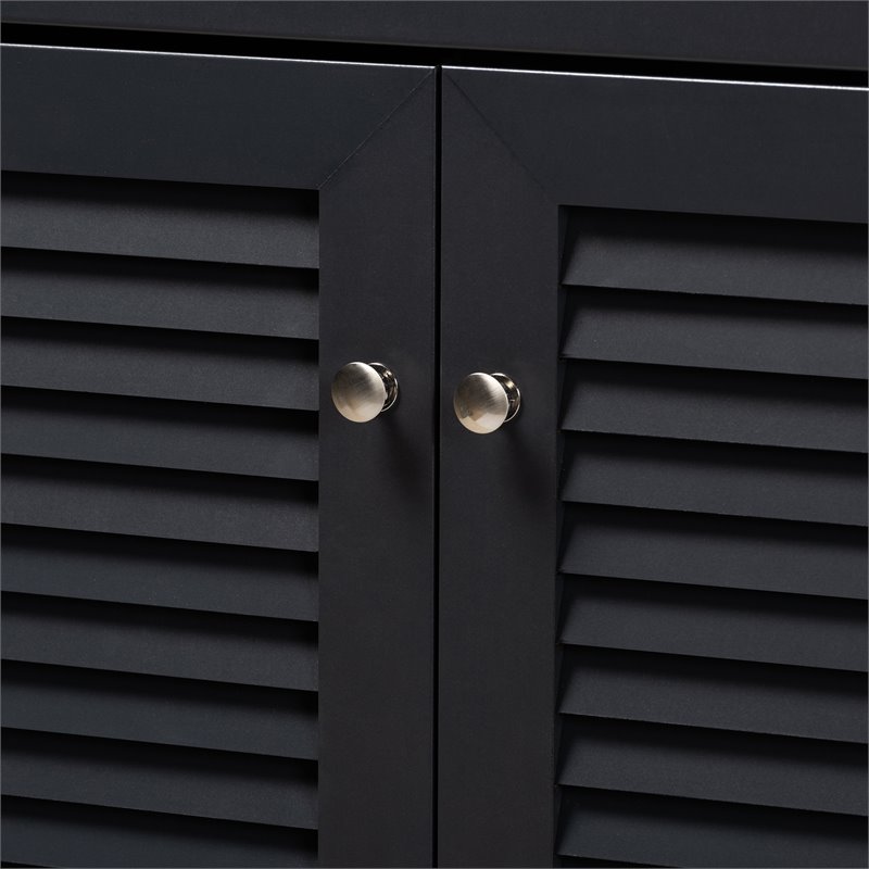 Bowery Hill Contemporary Wood 11-Shelf and Drawer Shoe Cabinet in Dark Gray