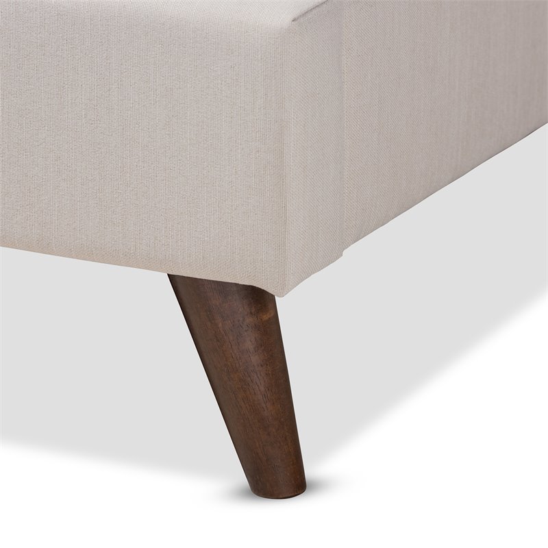 Bowery Hill Queen Size Beige Platform Bed with Two Nightstands