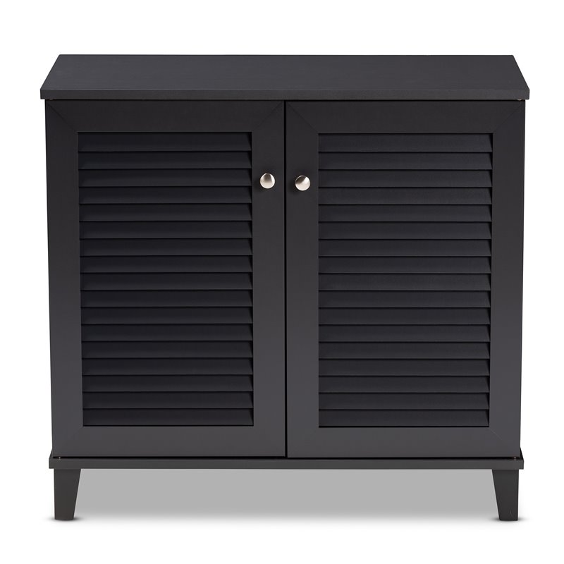 Bowery Hill Contemporary Wood 4-Shelf Shoe Cabinet in Dark Gray
