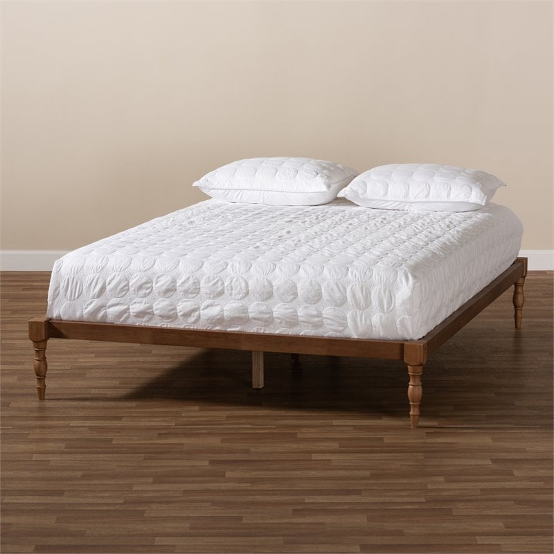 Bowery Hill Contemporary Wood King Platform Bed in Walnut Brown