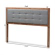 Bowery Hill Mid-Century Wood Tufted Full Headboard in Walnut Brown/Dark Gray