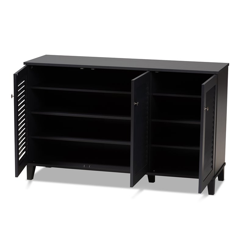 Bowery Hill Contemporary Wood 8-Shelf Shoe Cabinet in Dark Gray