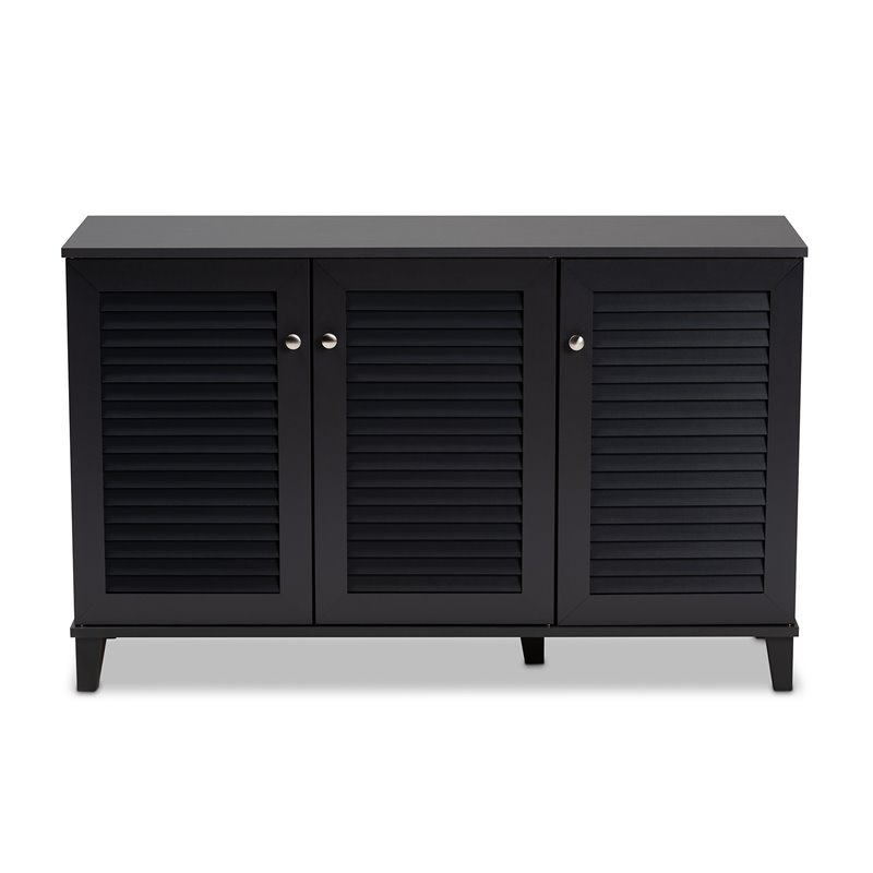 Bowery Hill Contemporary Wood 8-Shelf Shoe Cabinet in Dark Gray
