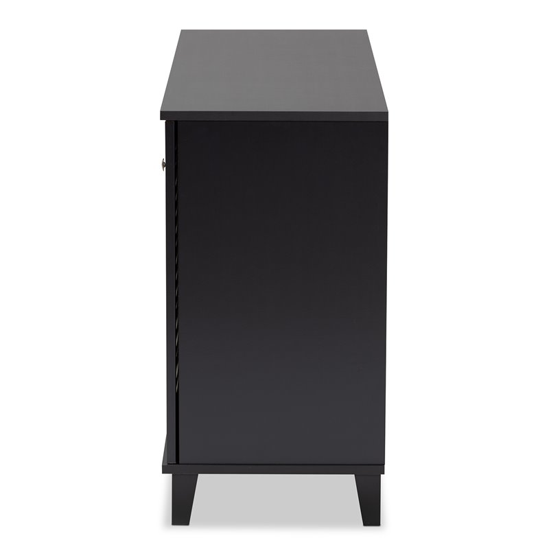 Bowery Hill Contemporary Wood 8-Shelf Shoe Cabinet in Dark Gray