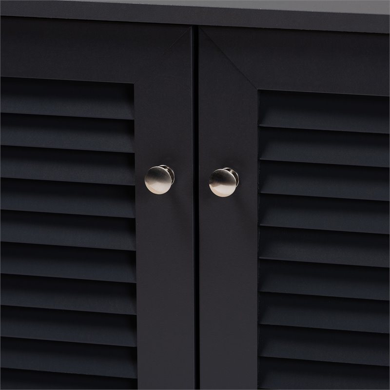 Bowery Hill Contemporary Wood 8-Shelf Shoe Cabinet in Dark Gray