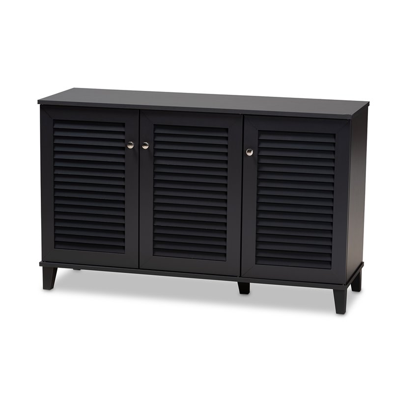 Bowery Hill Contemporary Wood 8-Shelf Shoe Cabinet in Dark Gray