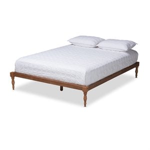 Bowery Hill Solid Wood Walnut Brown Platform Bed Rectangular Unassembled