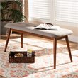 Bowery Hill Upholstered Wood Bench in Light Gray and Medium Oak