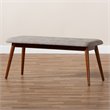 Bowery Hill Upholstered Wood Bench in Light Gray and Medium Oak