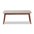 Bowery Hill Upholstered Wood Bench in Light Gray and Medium Oak