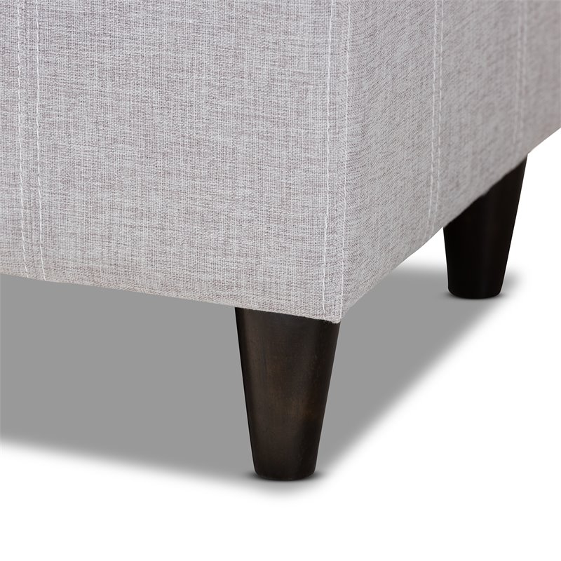 Bowery Hill Mid-Century Tufted Fabric and Wood Storage Ottoman in Gray Beige