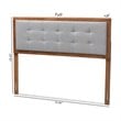 Bowery Hill Mid-Century Wood Tufted Full Headboard in Light Gray/Walnut Brown