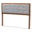 Bowery Hill Mid-Century Wood Tufted Full Headboard in Light Gray/Walnut Brown