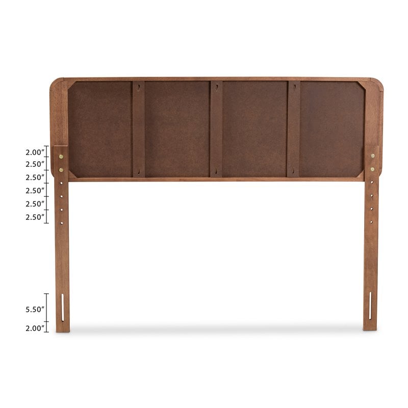 Bowery Hill Mid-Century Wood Tufted King Headboard in Light Gray/Walnut Brown
