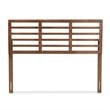 Bowery Hill Mid-Century Wood Slat Full Headboard in Walnut Brown