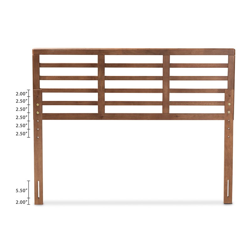 Bowery Hill Mid-Century Wood Slat King Headboard in Walnut Brown