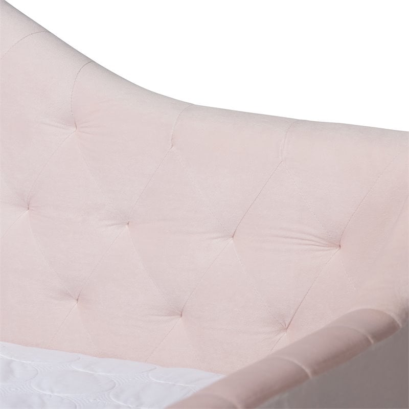 Bowery Hill Contemporary Velvet Upholstered Queen Daybed in Pink