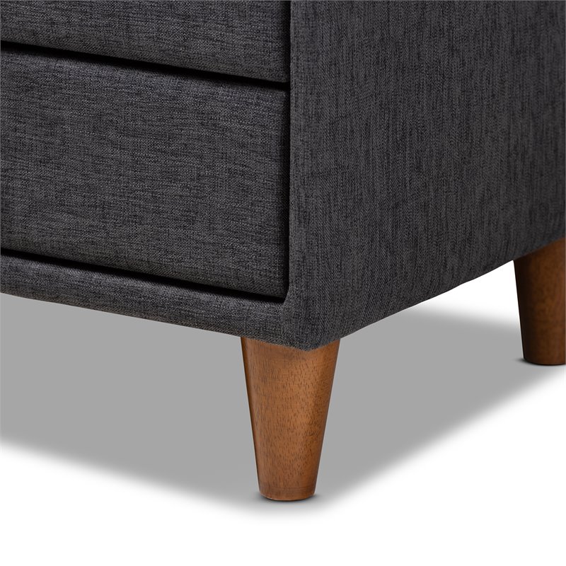 Bowery Hill 2-Drawer Fabric and Wood Nightstand in Charcoal Gray