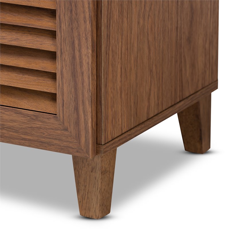 Bowery Hill Wood 5-Shelf and Drawer Shoe Cabinet in Walnut Brown