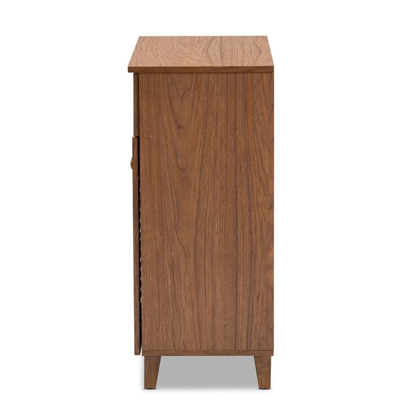 Bowery Hill Contemporary Wood 4-Shelf and Drawer Shoe Cabinet in Walnut Brown