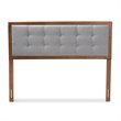 Bowery Hill Mid-Century Wood Tufted Queen Headboard in Light Gray/Walnut Brown
