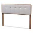 Bowery Hill Mid-Century Wood Tufted Queen Headboard in Light Gray