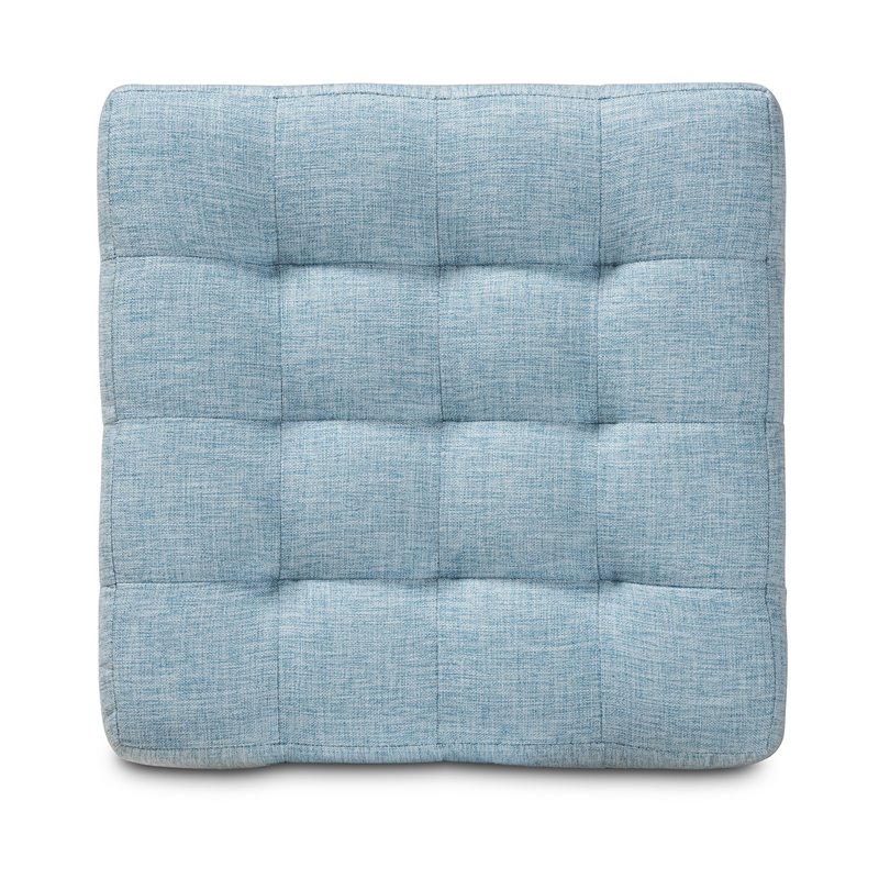 Bowery Hill Upholstered Wood Cube Ottoman in Light Blue - Set of 2