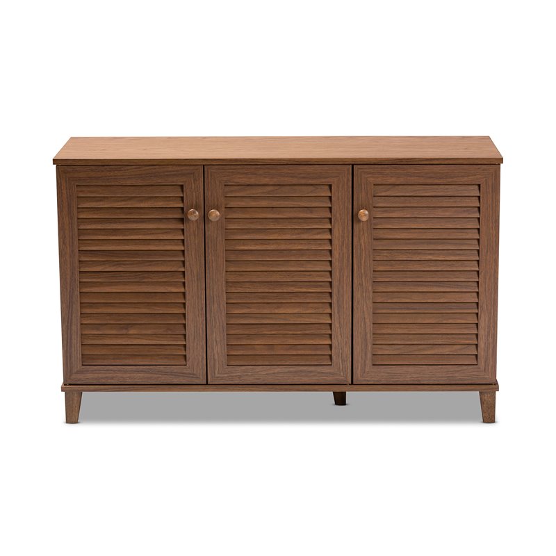 Bowery Hill Contemporary Wood 8-Shelf Shoe Cabinet in Walnut Brown
