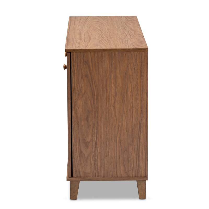 Bowery Hill Contemporary Wood 8-Shelf Shoe Cabinet in Walnut Brown