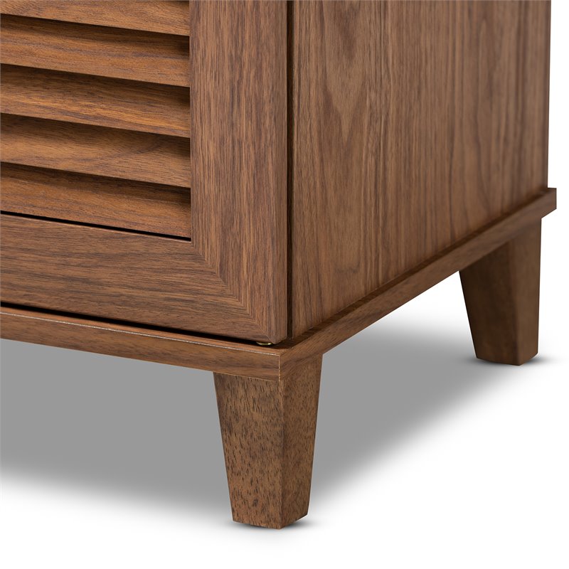 Bowery Hill Contemporary Wood 8-Shelf Shoe Cabinet in Walnut Brown