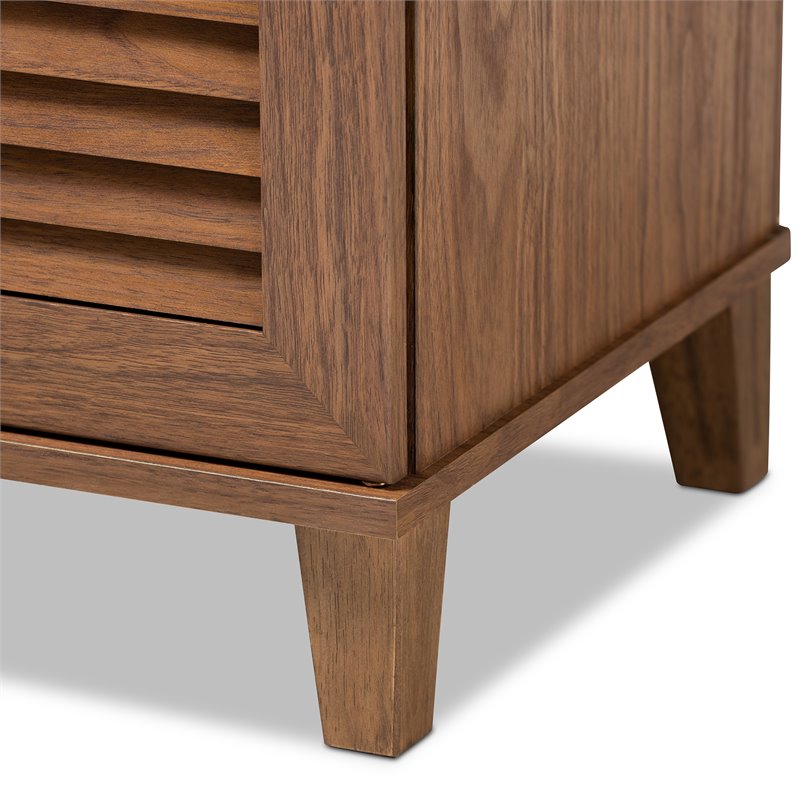 Bowery Hill Contemporary Wood 4-Shelf Shoe Cabinet in Walnut Brown