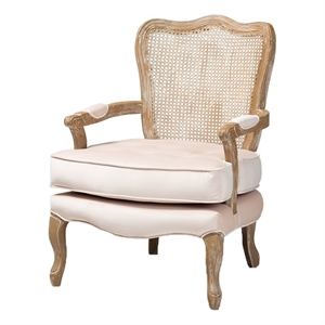 Bowery Hill 19.3&quot Traditional Wood/Fabric Accent Chair in Light Beige
