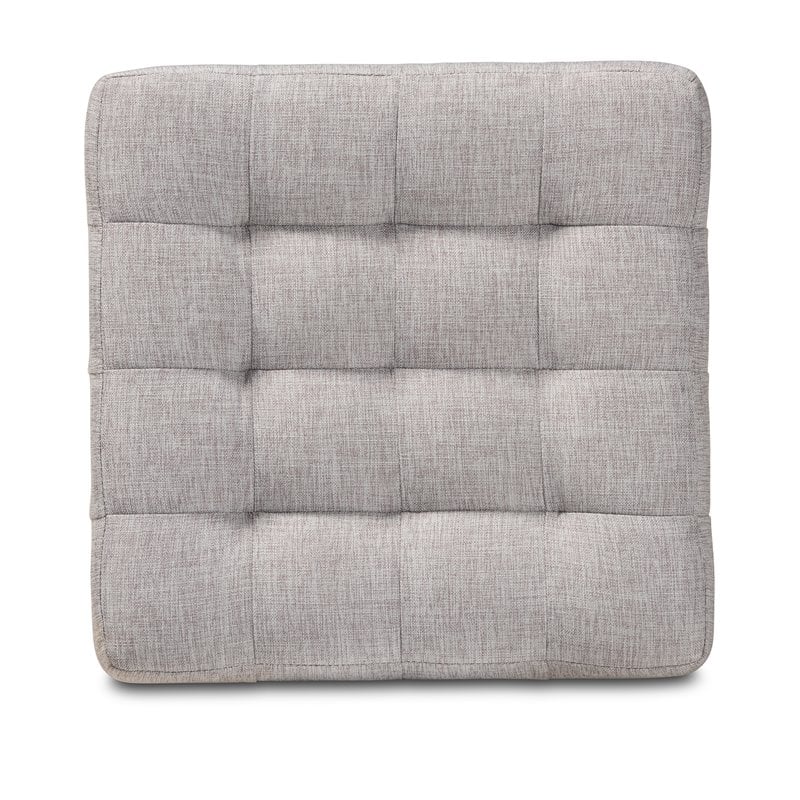 Bowery Hill Upholstered Wood Cube Ottoman in Gray Beige - Set of 2