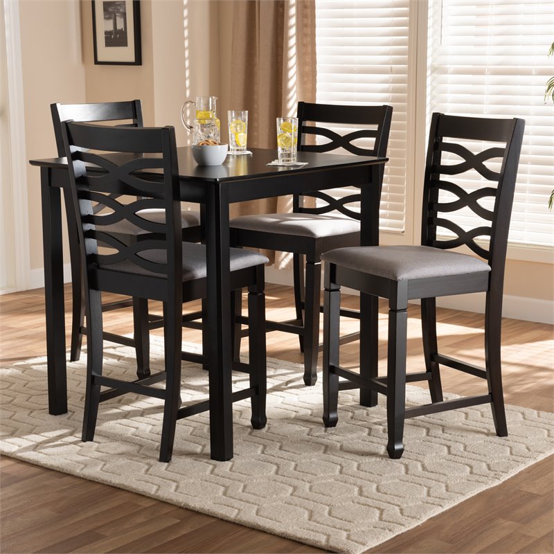 Bowery Hill Contemporary 5-Piece Wood Pub Set in Gray and Espresso