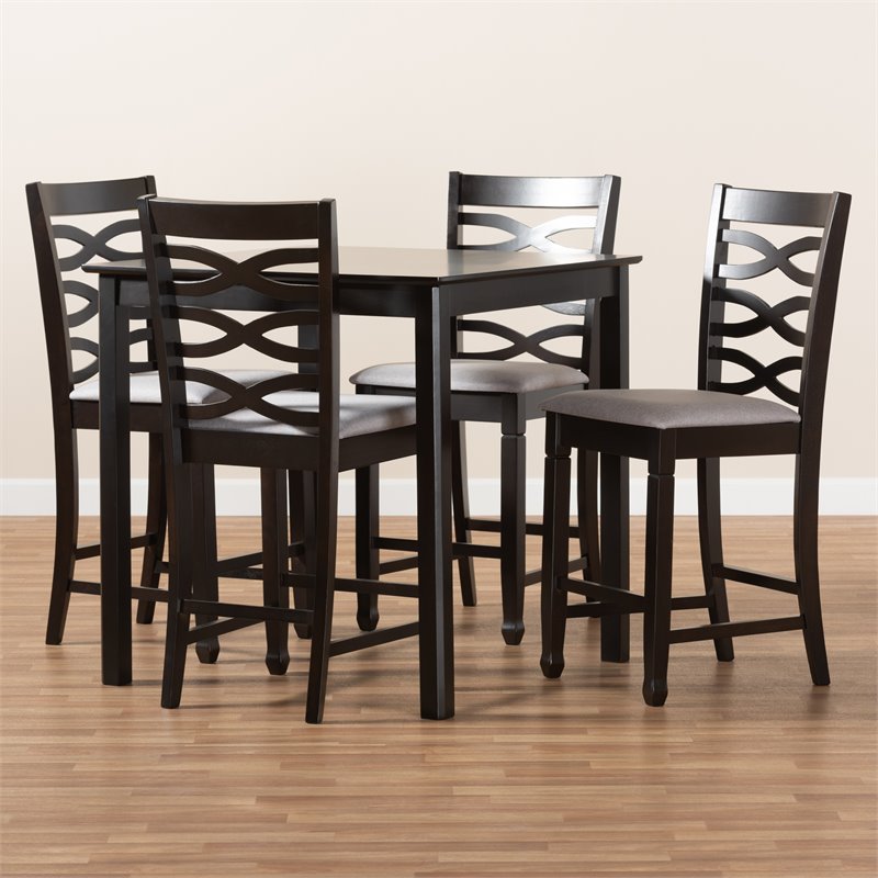 Bowery Hill Contemporary 5-Piece Wood Pub Set in Gray and Espresso