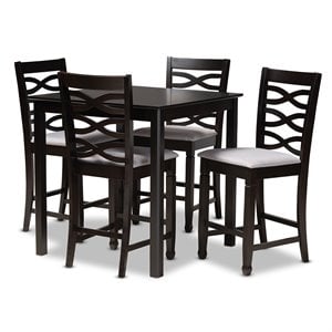 bowery hill contemporary 5-piece wood pub set in gray and espresso