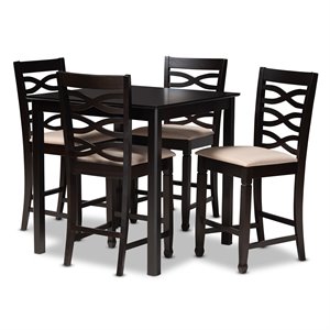 bowery hill contemporary 5-piece wood pub set in sand and espresso