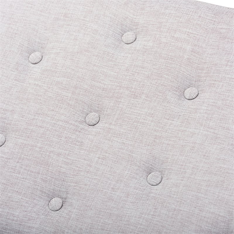 Bowery Hill Mid-Century Upholstered Tufted Wood bench in Light Gray